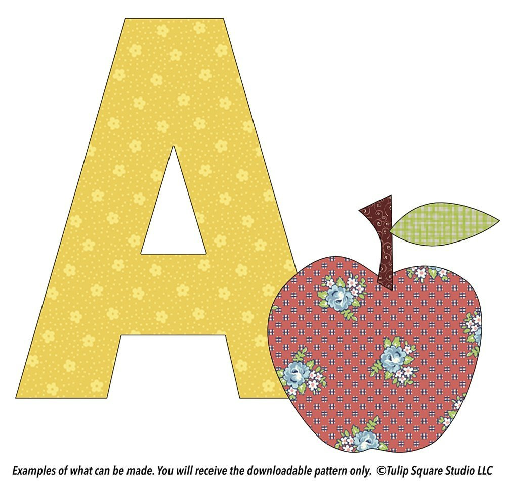 Free Alphabet Appliqué Pattern - A Is For Apple - Tulipsquare inside Free Printable Alphabet Pattern For Apliquae