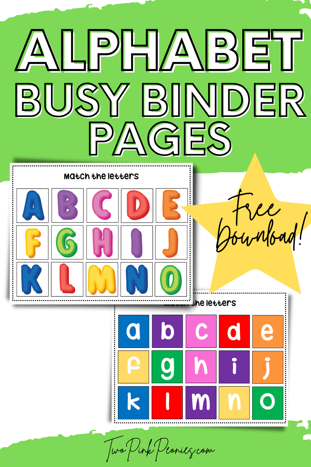 Free Alphabet Busy Binder Pages | Two Pink Peonies intended for Free Busy Binder Printables