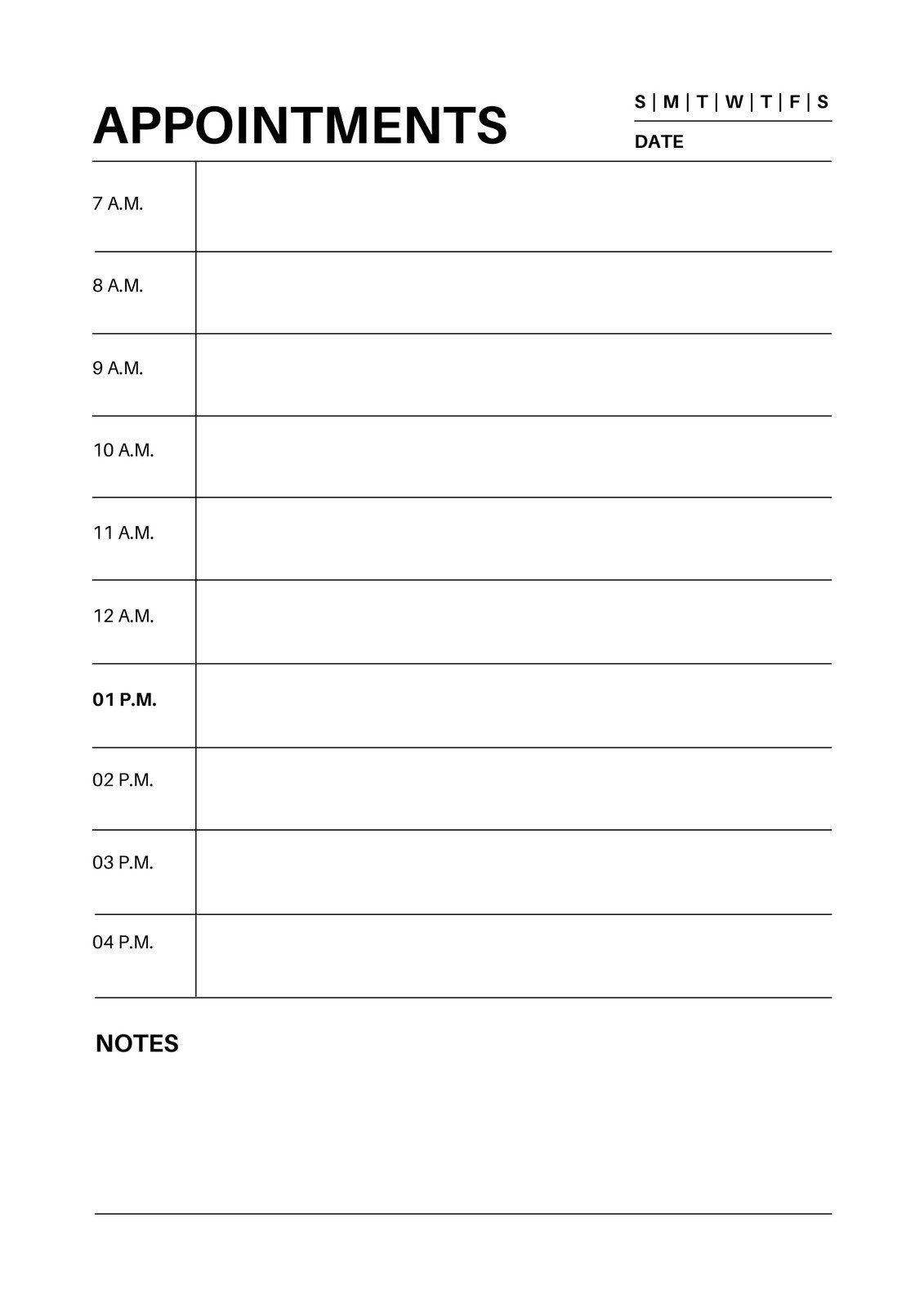 Free And Customizable Appointment Templates for Free Printable Appointment Sheets