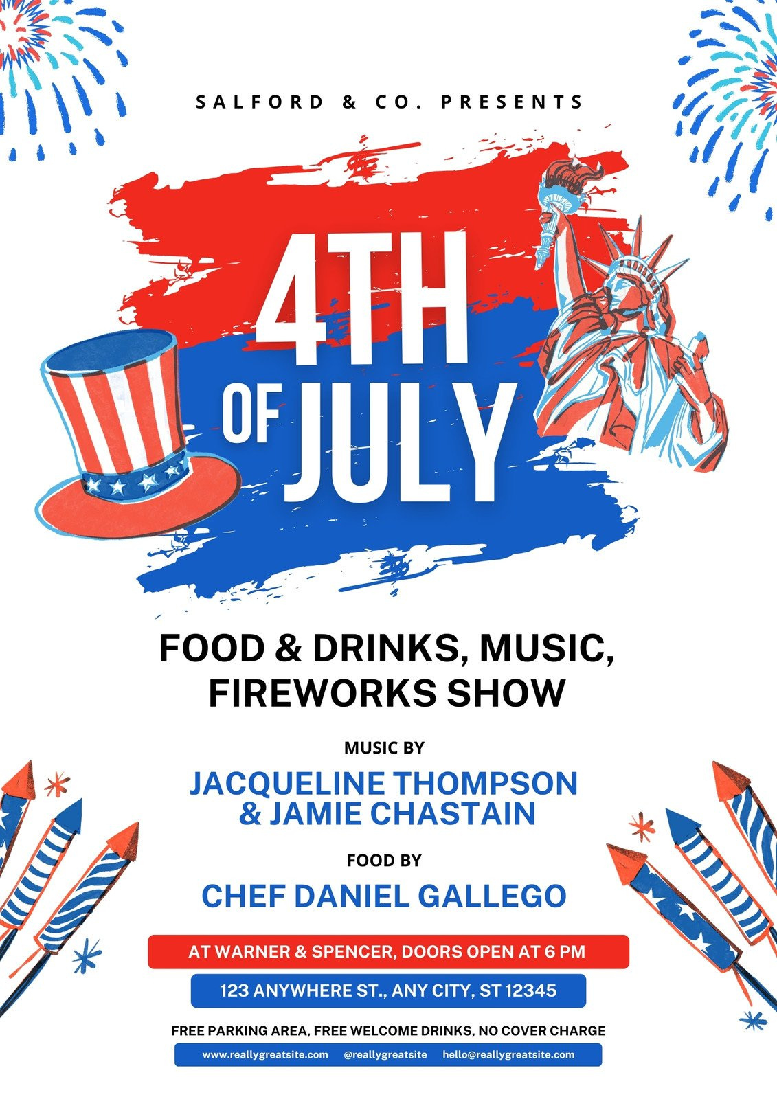 Free And Customizable Fourth Of July Templates in Free Printable July 4 Invitations
