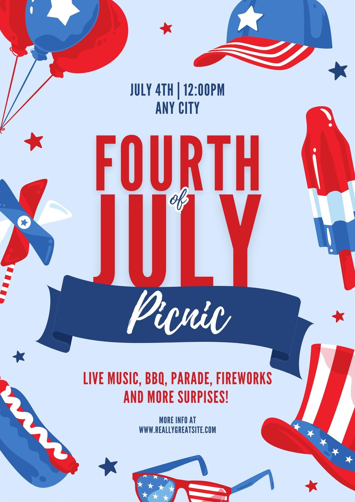 Free And Customizable Fourth Of July Templates with Free Printable July 4 Invitations