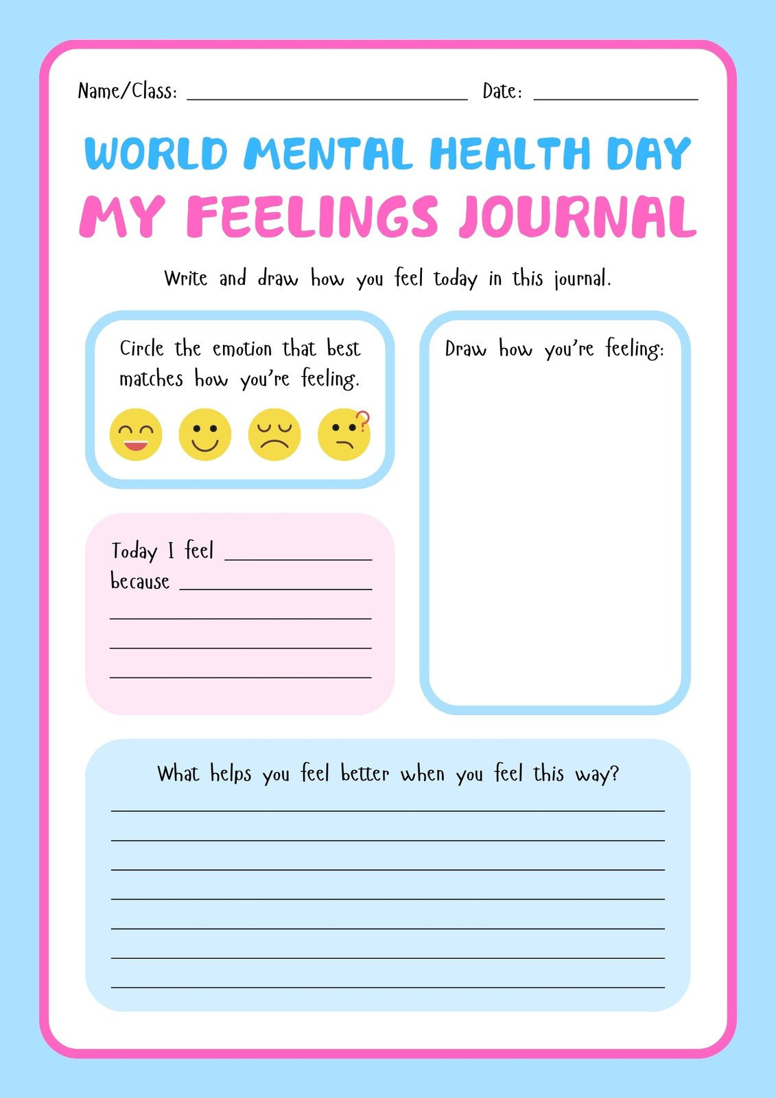 Free And Customizable Mental Health Templates inside Free Mental Health Printables