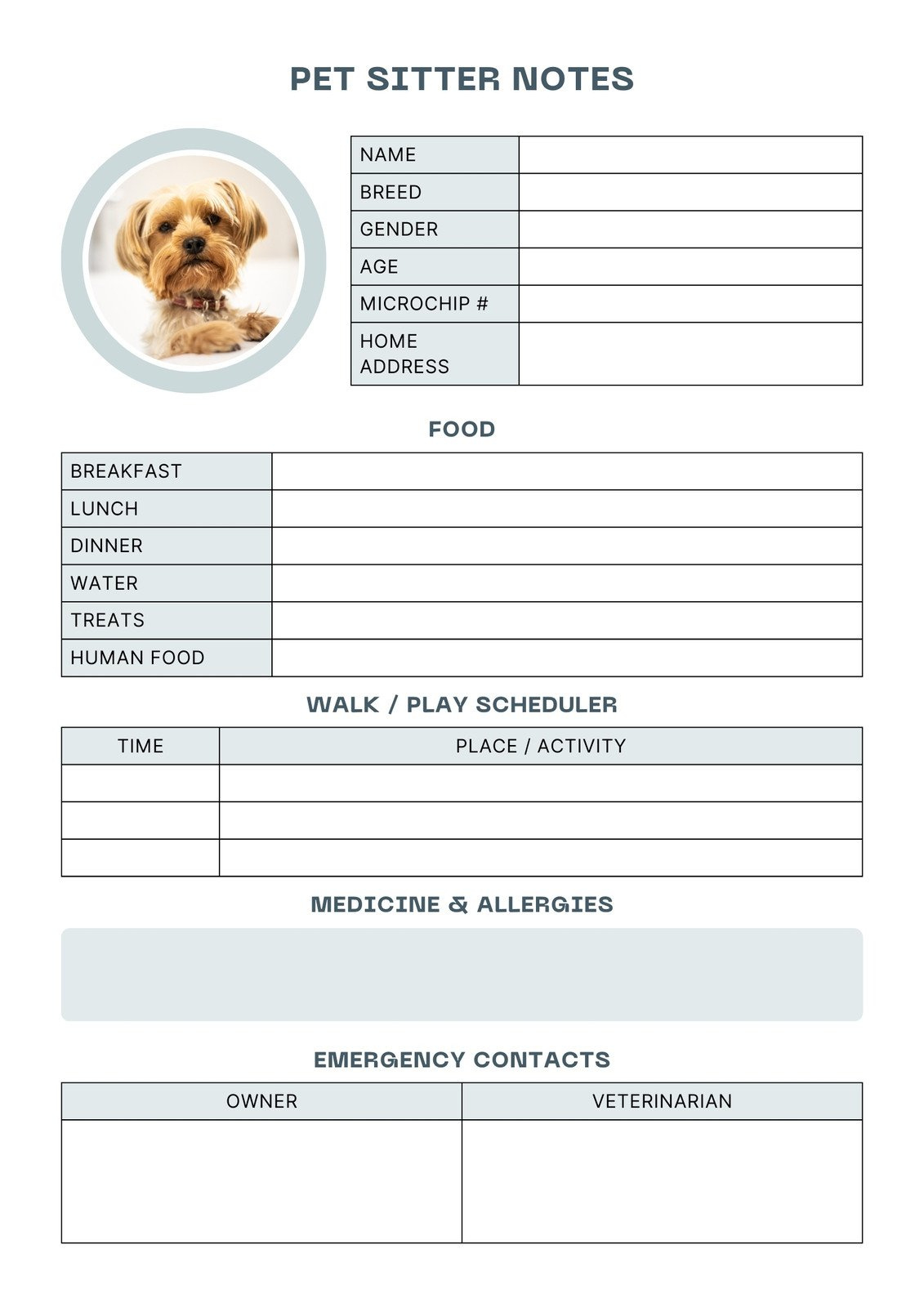 Free And Customizable Pet Templates intended for Free Pet Sitting Templates