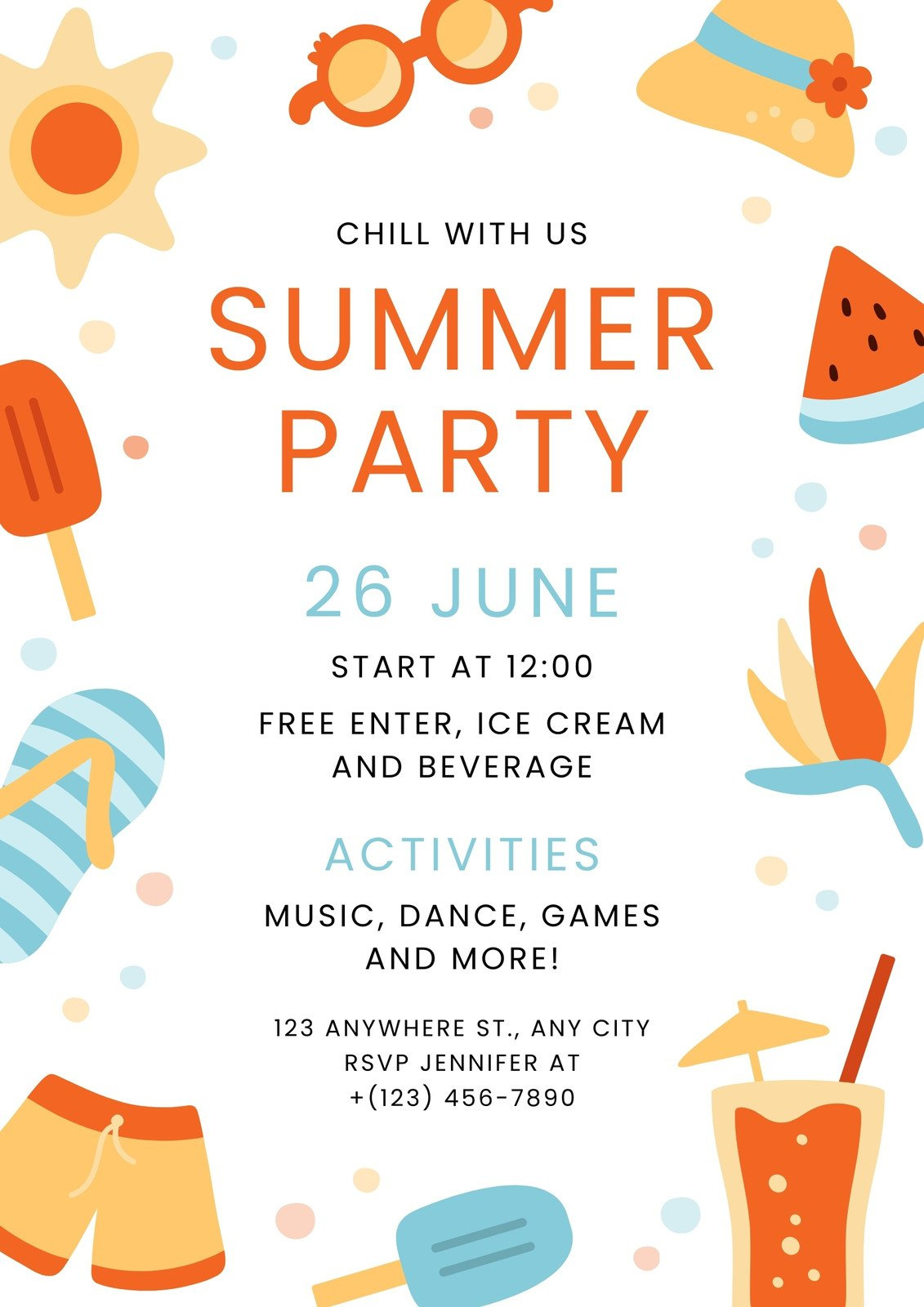 Free And Customizable Summer Templates | Canva regarding Free Printable Summer Party Invitation Templates