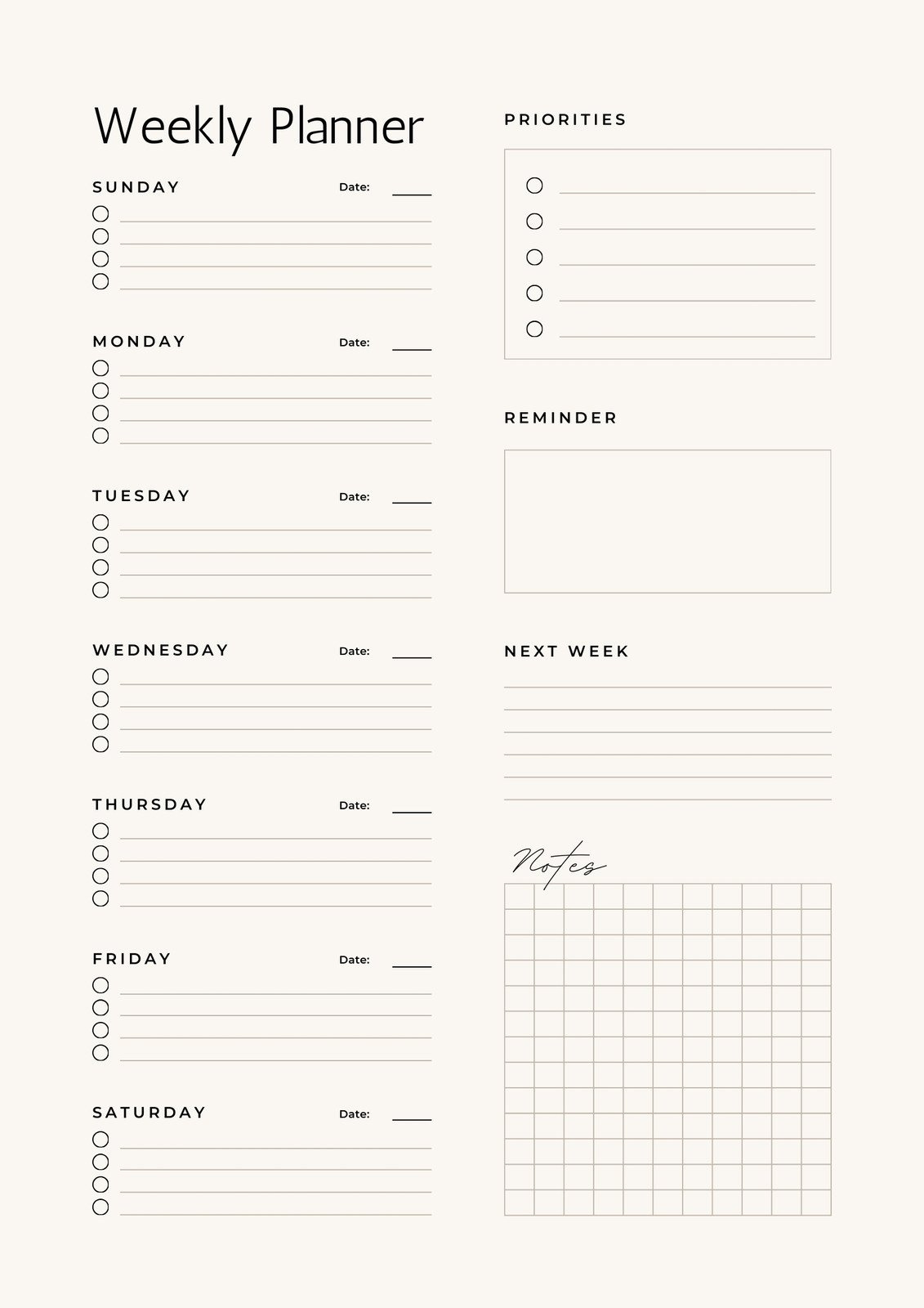 Free And Customizable Weekly Planner Templates | Canva intended for Free Printable Weekly Appointment Sheets