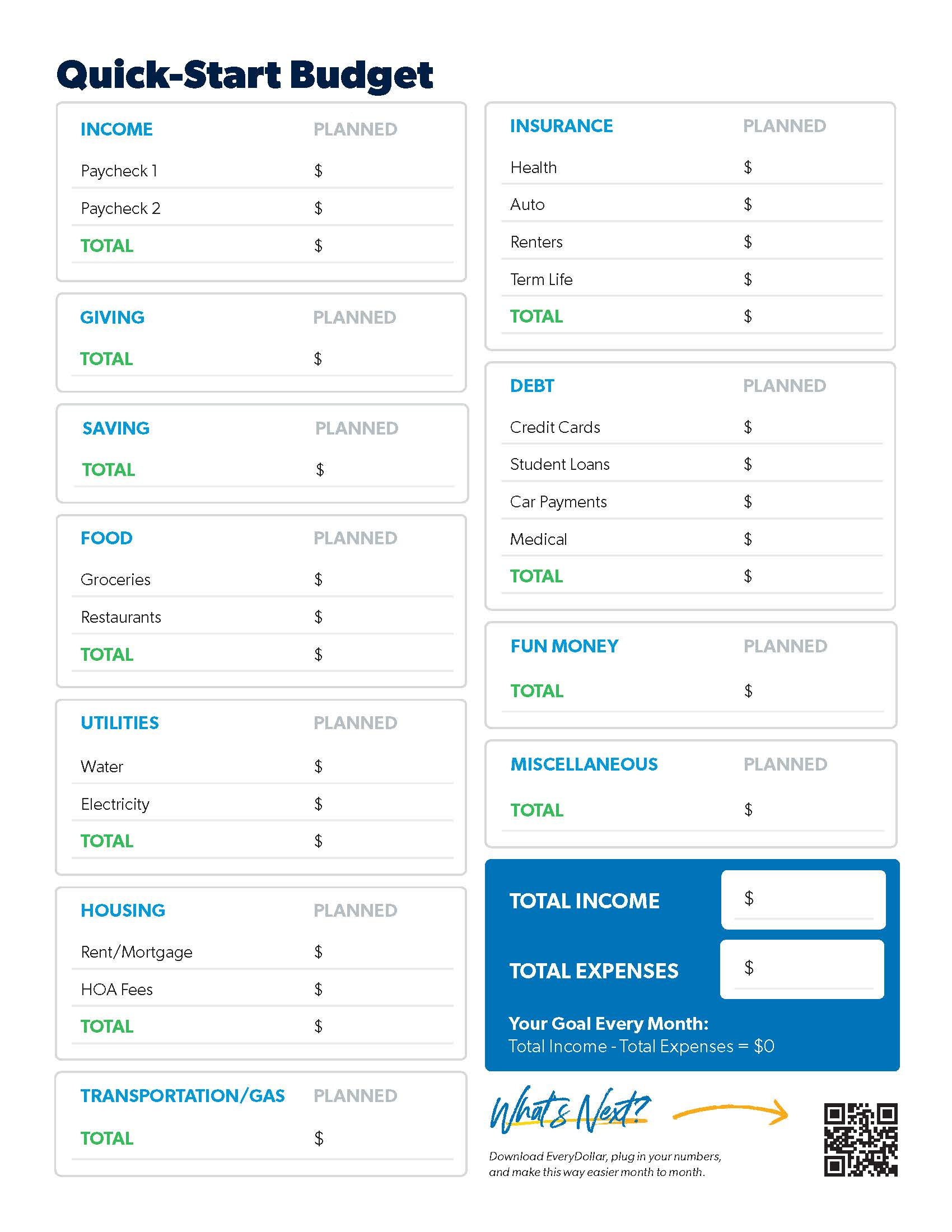 Free And Easy Budget Template - Ramsey pertaining to Dave Ramsey Free Printable Forms