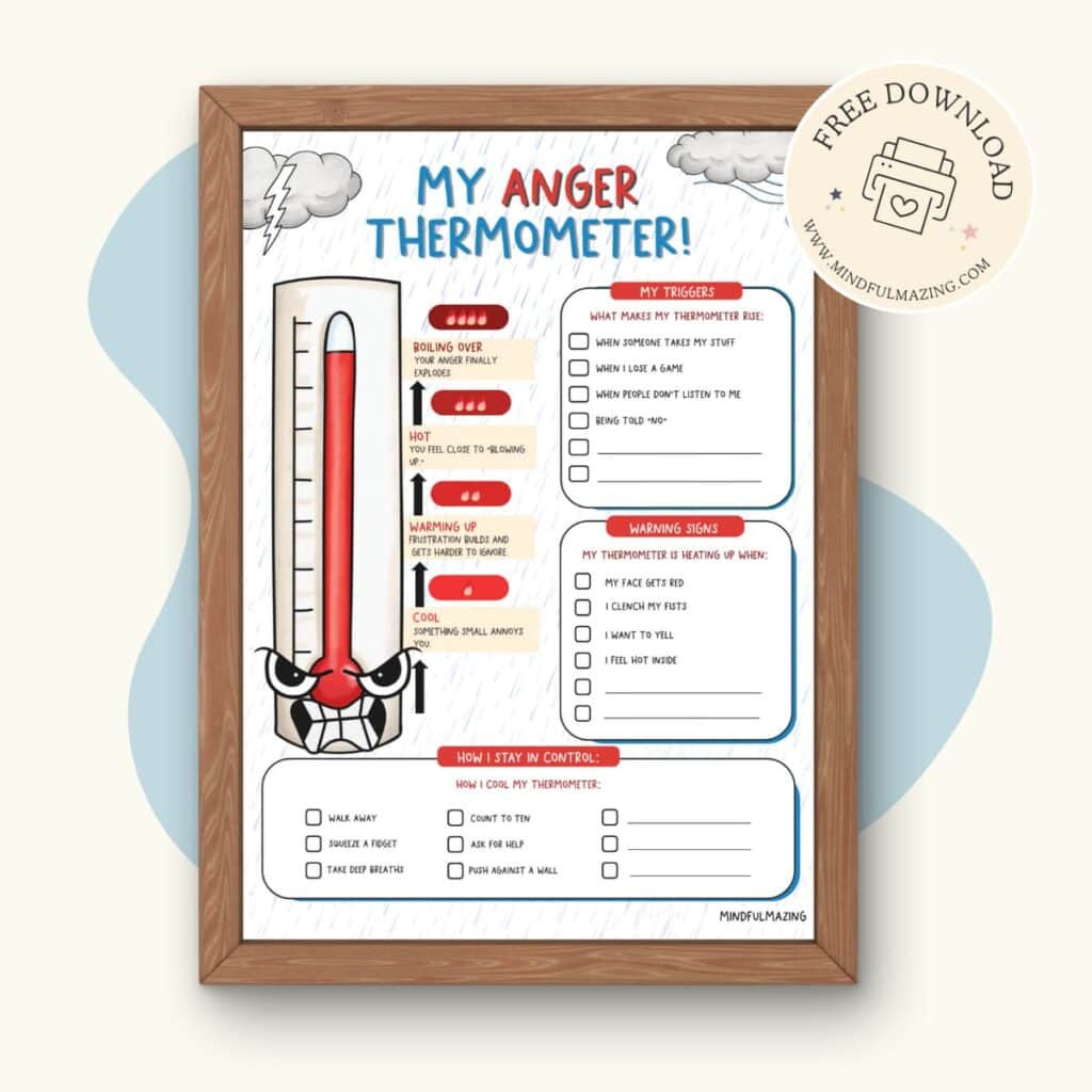 Free Anger Thermometer For Kids (Pdf With Coping Strategies in Free Printable Anger Thermometer