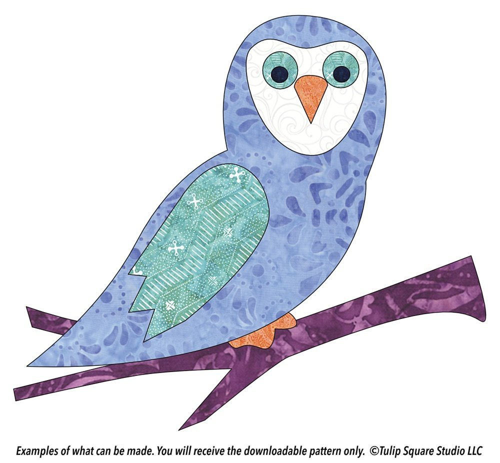 Free Appliqué Pattern - Owl On A Branch - Tulipsquare throughout Free Printable Owl Applique Pattern