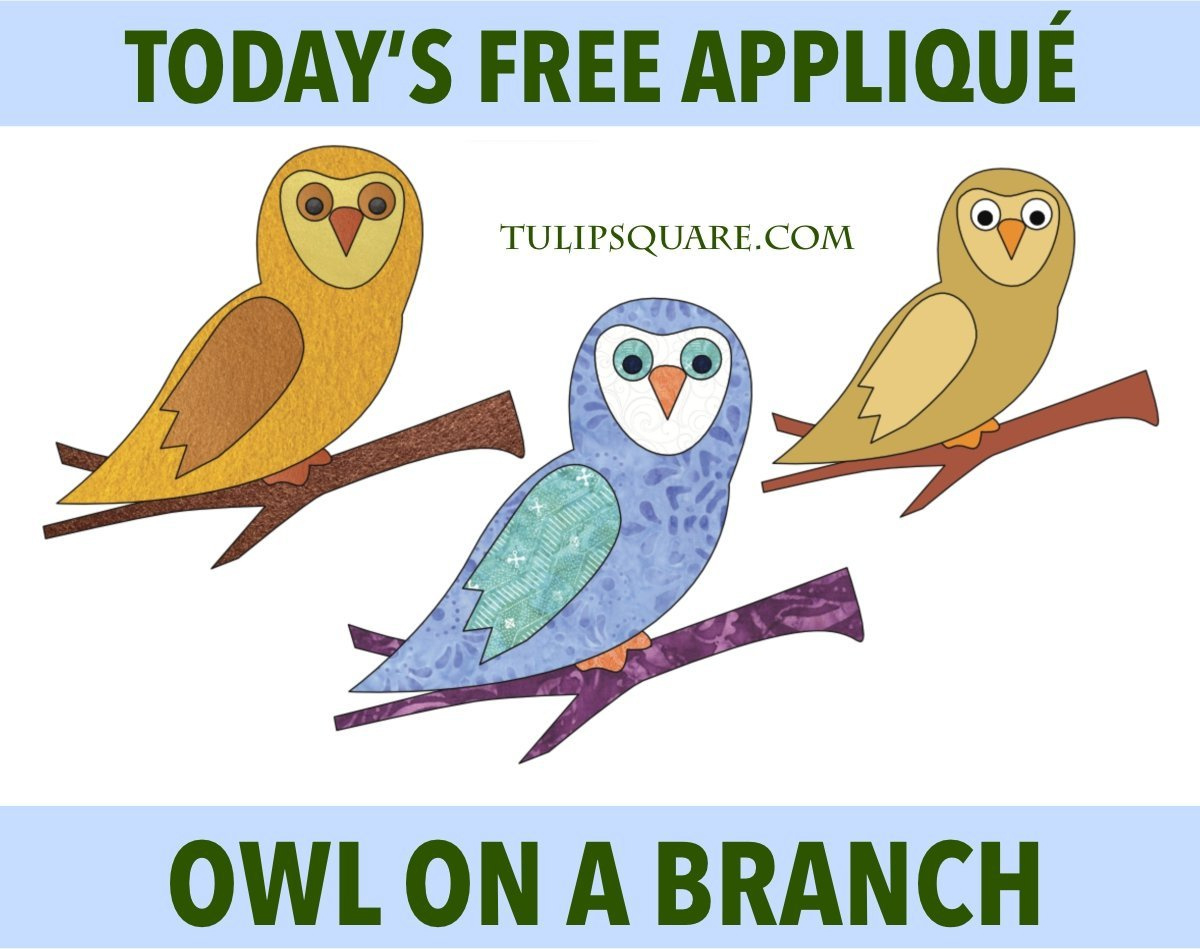 Free Appliqué Pattern - Owl On A Branch - Tulipsquare with regard to Free Printable Owl Applique Pattern