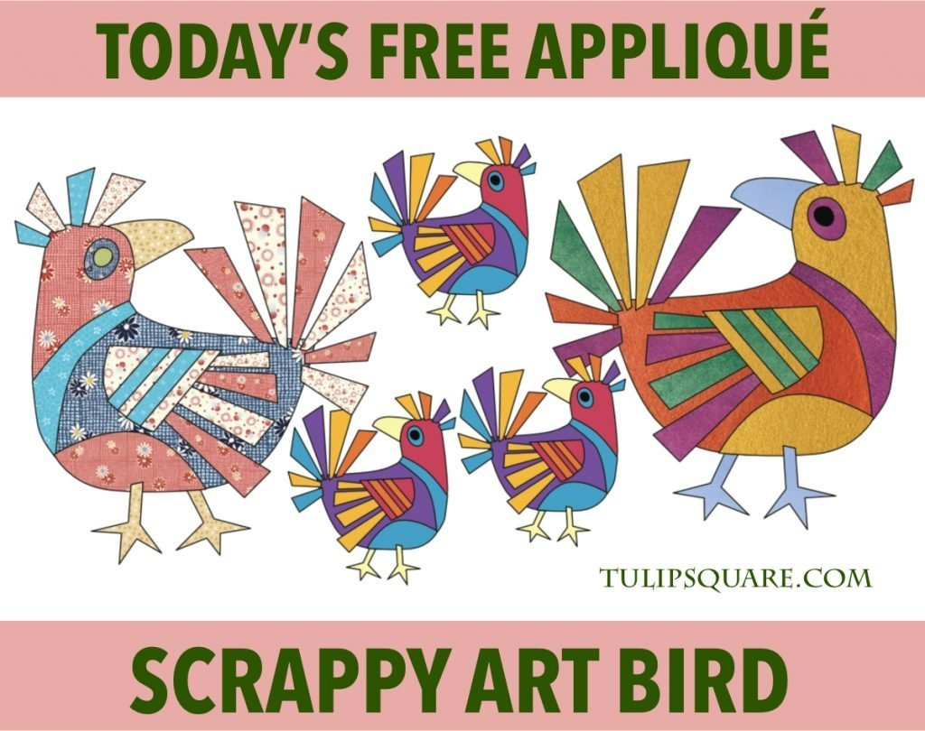 Free Appliqué Pattern - Scrappy Art Bird - Tulipsquare in Free Printable Applique Patterns