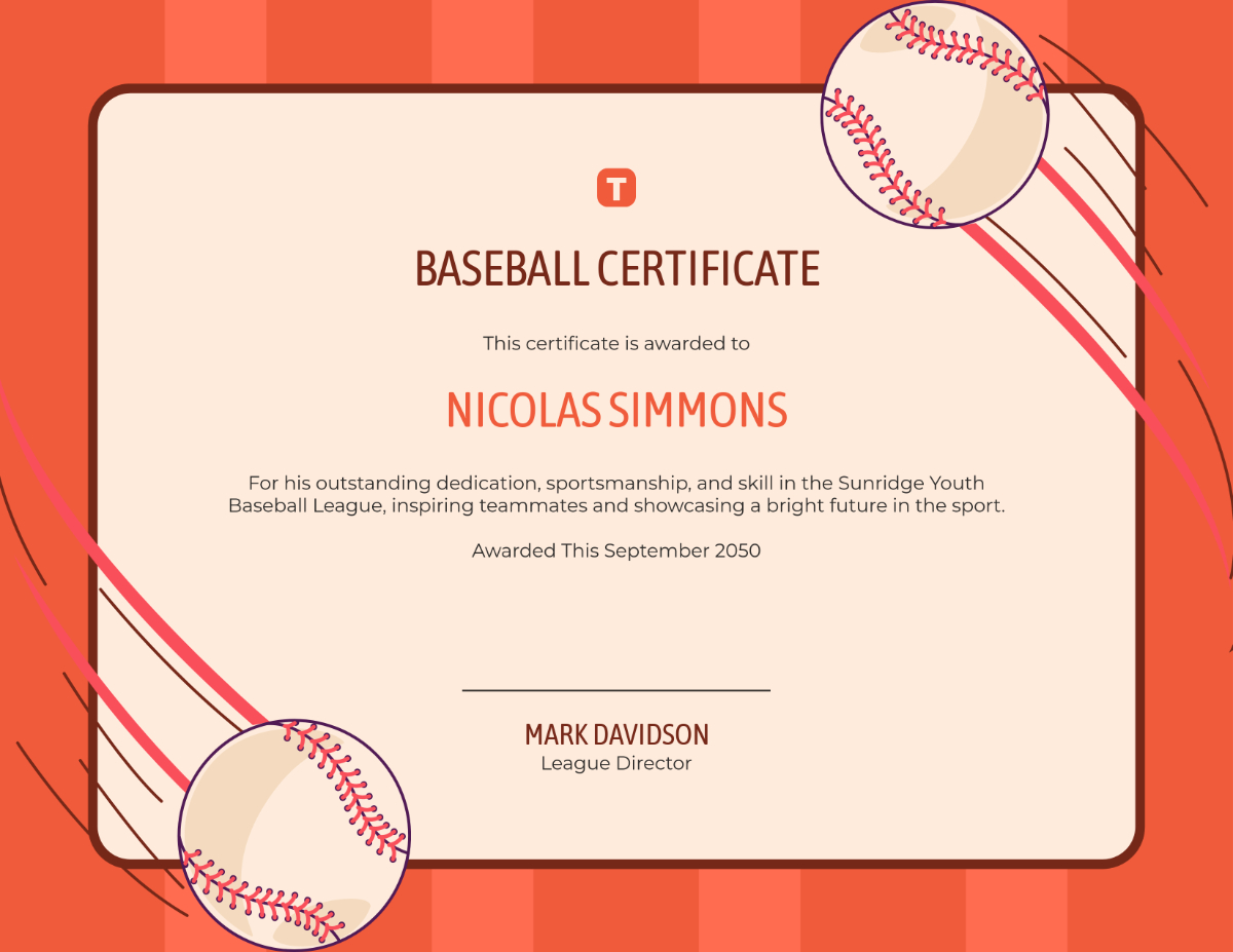 Free Baseball Certificate Templates To Edit Online with Free Baseball Award Certificates Templates