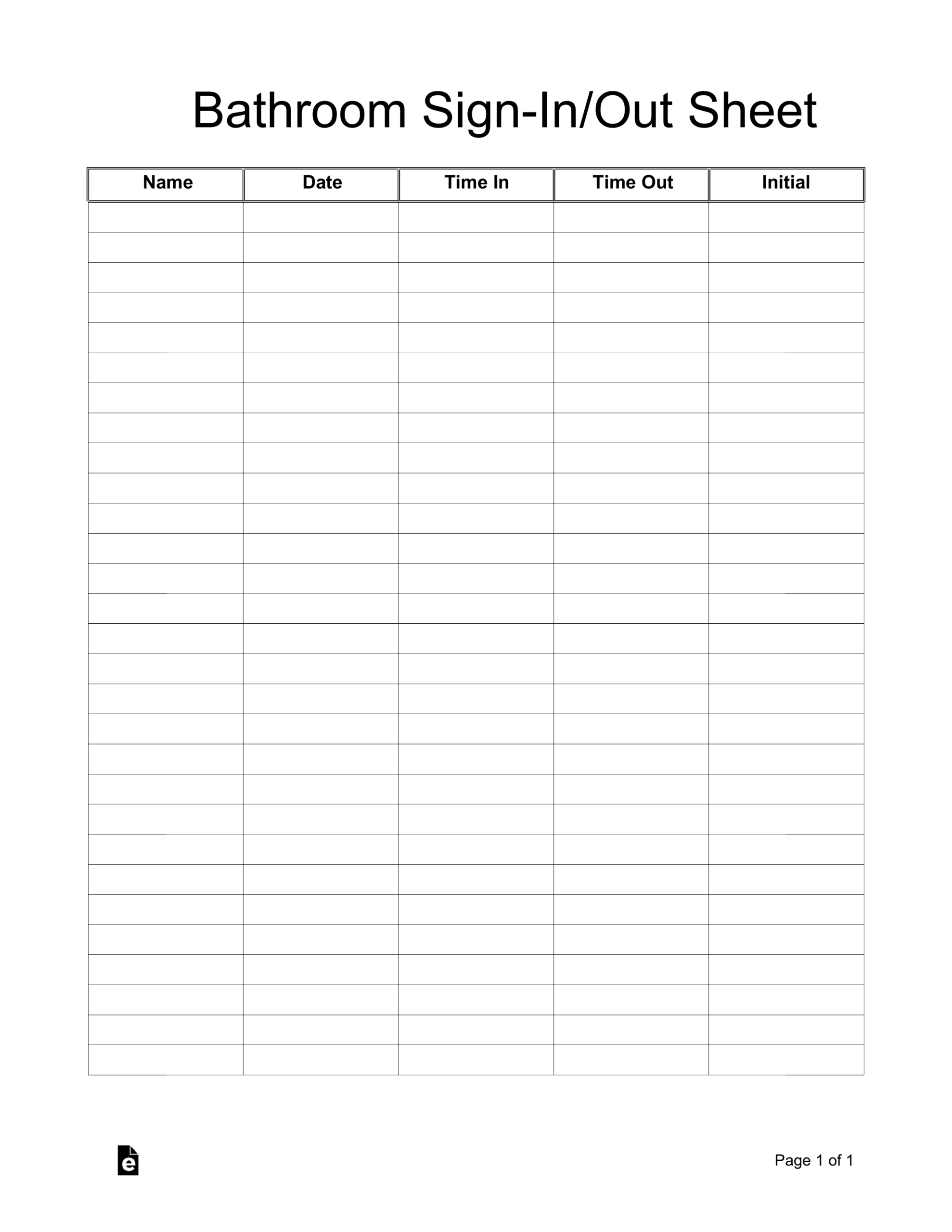 Free Bathroom Cleaning Sign-In/Out Sheet Template - Pdf | Word with regard to Free Bathroom Cleaning Log Template