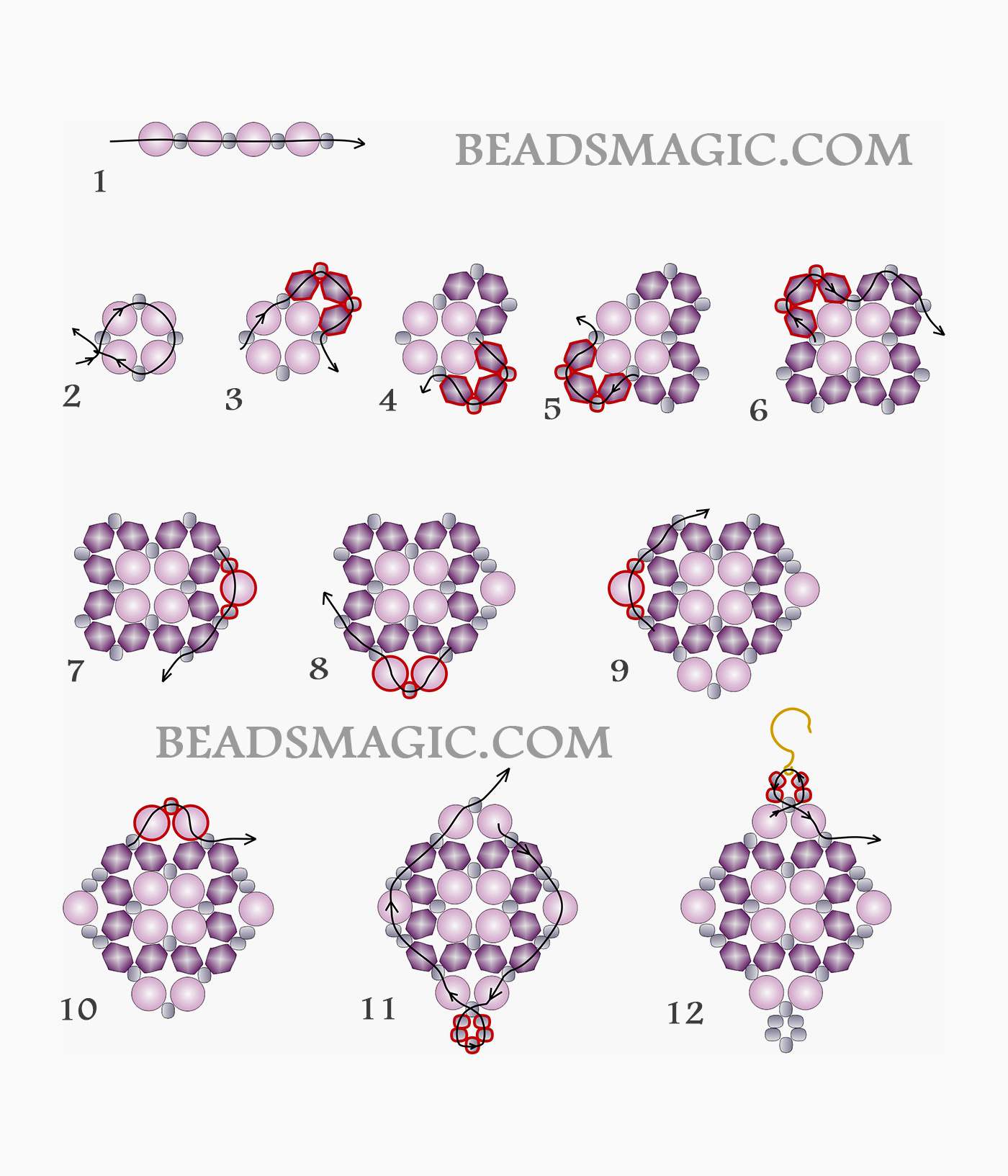 Free Beading Pattern For Earrings Luna | Beads Magic for Free Printable Bead Embroidery Patterns