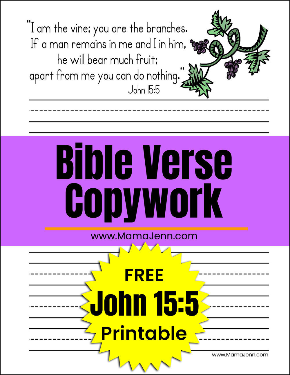 Free Bible Verse Copywork Printables [For Use With Adventures In Mfw] throughout Free Printable Bible Verses For Handwriting and Copywork