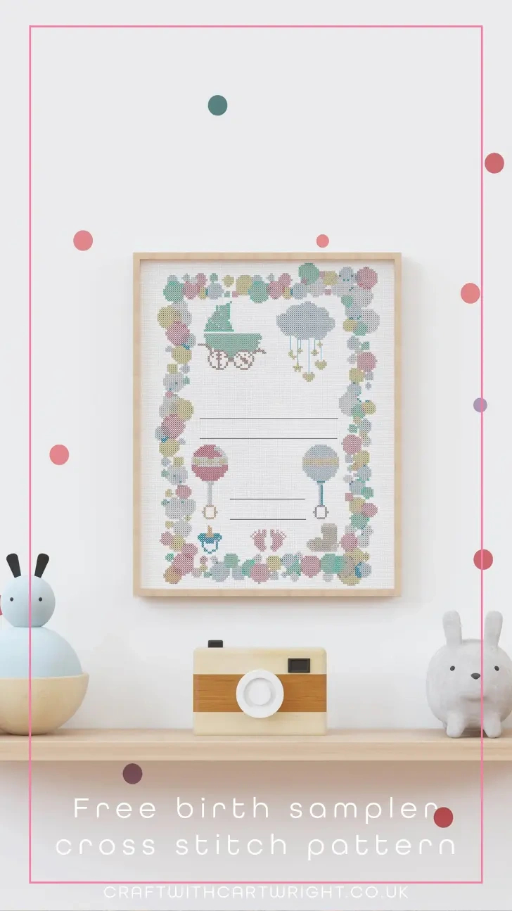 Free Birth Sampler Cross Stitch Pattern - Craft With Cartwright throughout Free Printable Birth Sampler Cross Stitch Patterns