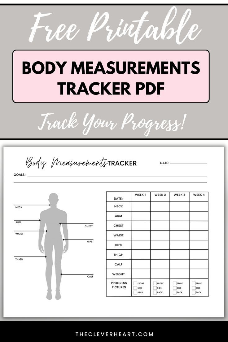 Free Body Measurements Tracker Printable Pdf with Body Measurement Chart Printable Free