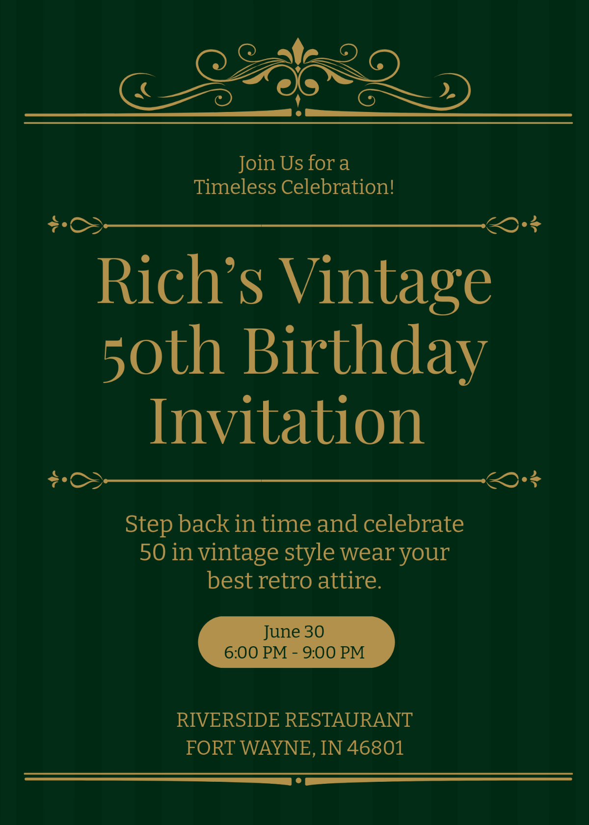 Free Border 50Th Birthday Invitation Template To Edit Online with regard to Free Printable 50th Birthday Borders