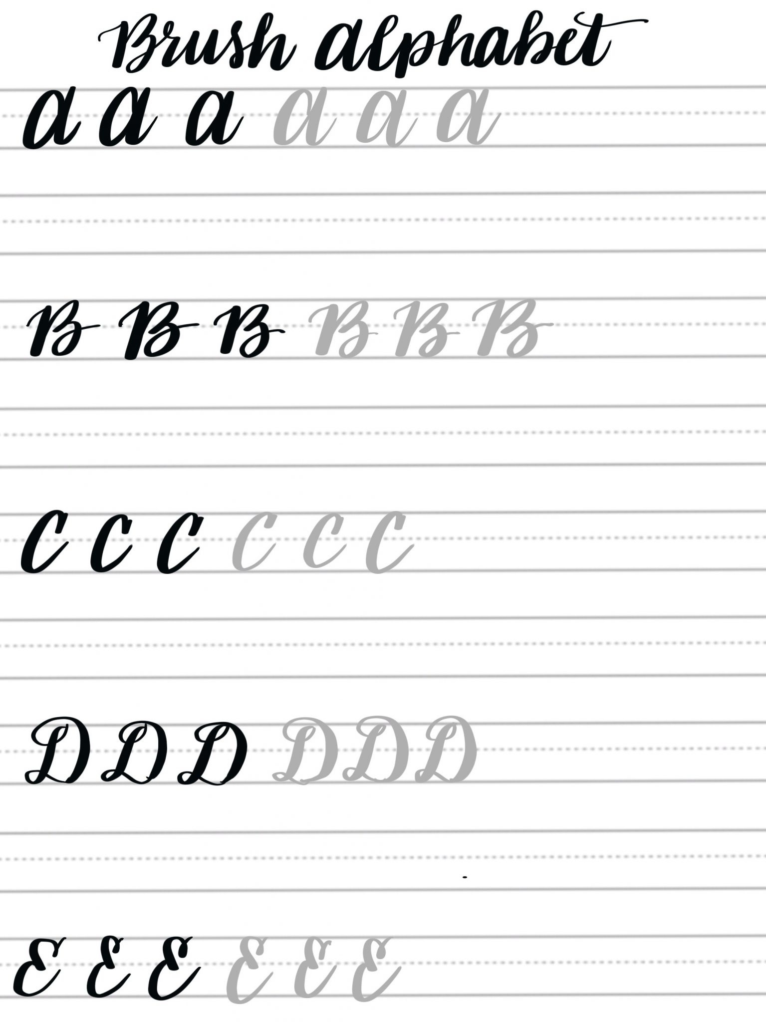 Free Brush Lettering Practice Sheets: Uppercase Alphabet - Amy in Calligraphy Practice Sheets Printable Free