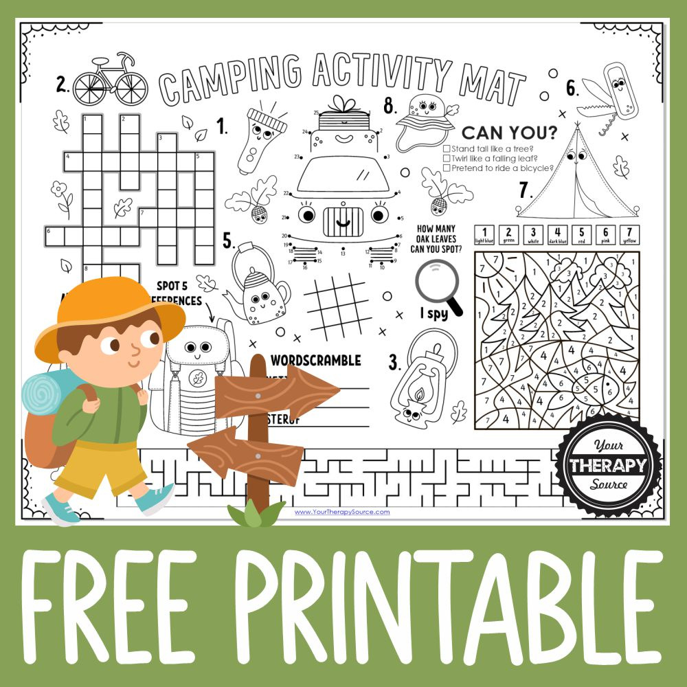 Free Camping Worksheet - Your Therapy Source inside Free Camping Printables For Preschool