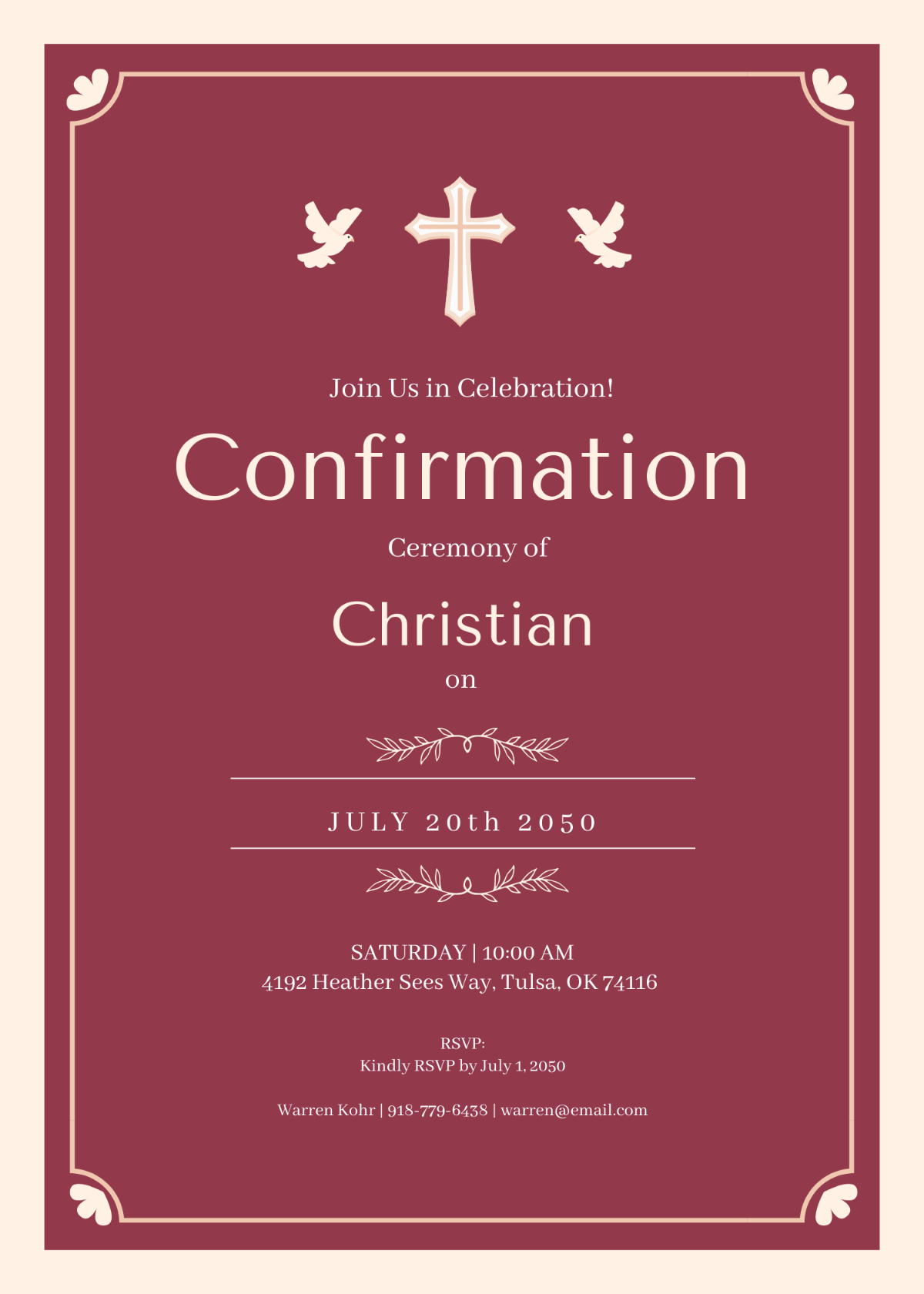 Free Celebration Confirmation Invitation Template To Edit Online pertaining to Free Printable Confirmation Cards Online