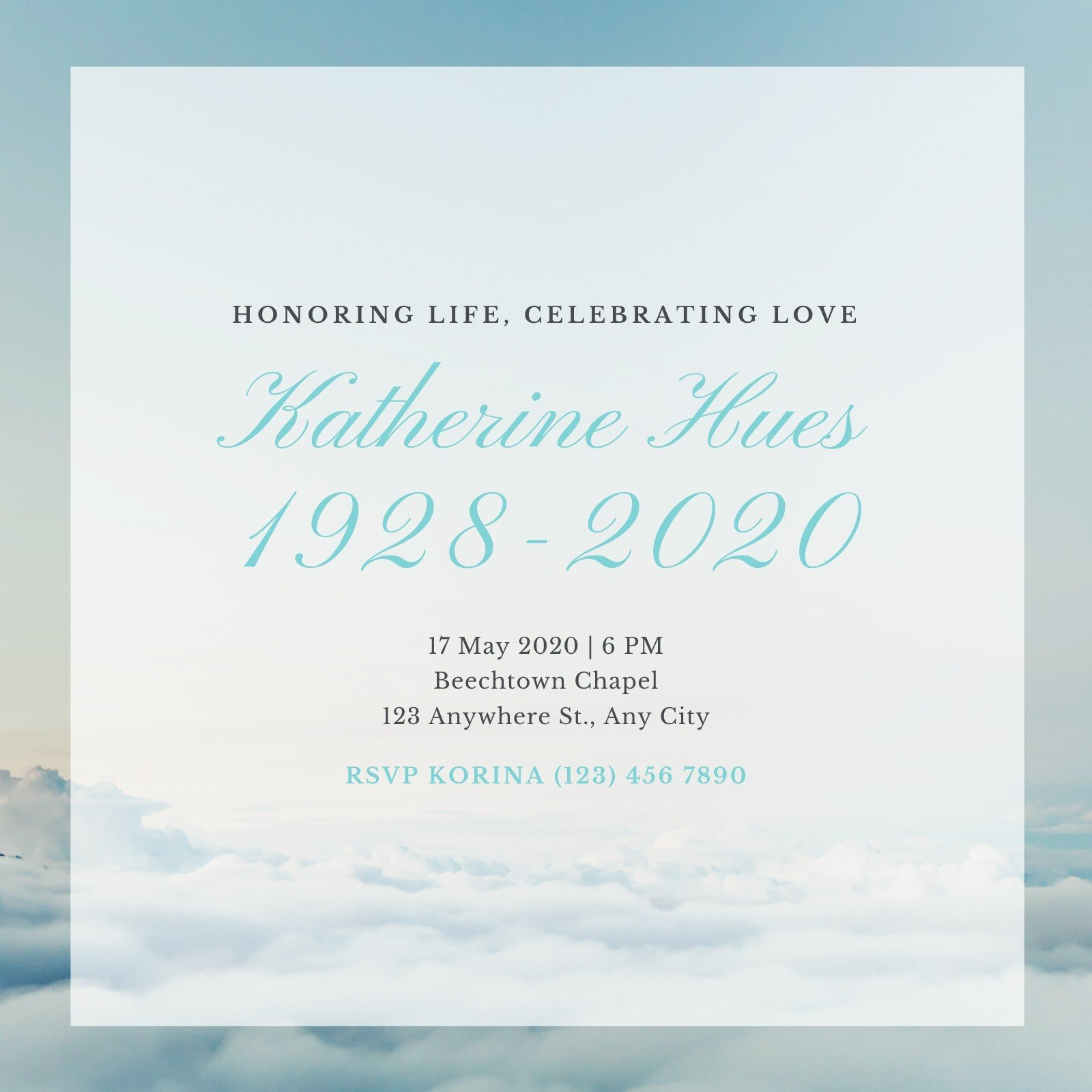 Free Celebration Of Life Invitation Templates To Edit And Print with regard to Celebration of Life Flyer Templates Free