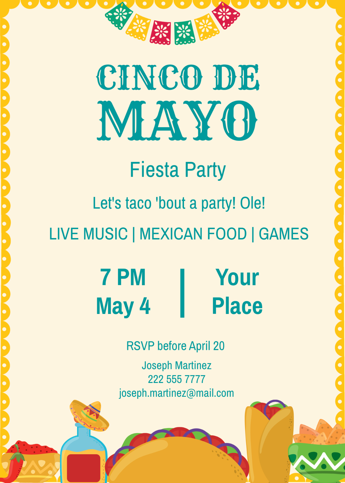 Free Cinco De Mayo Fiesta Party Invitation Template To Edit Online regarding Cinco De Mayo Free Printable Invitations