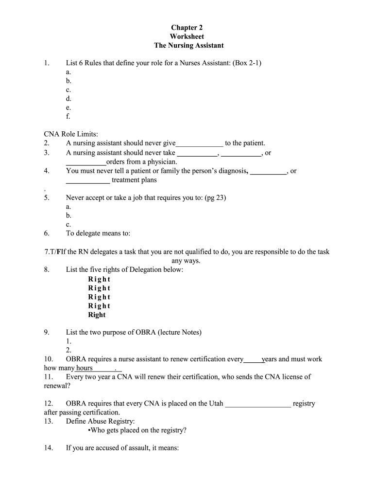 Free Cna Practice Test With Answers Pdf: Fill Out & Sign Online pertaining to Free Printable Cna Practice Test with Answers