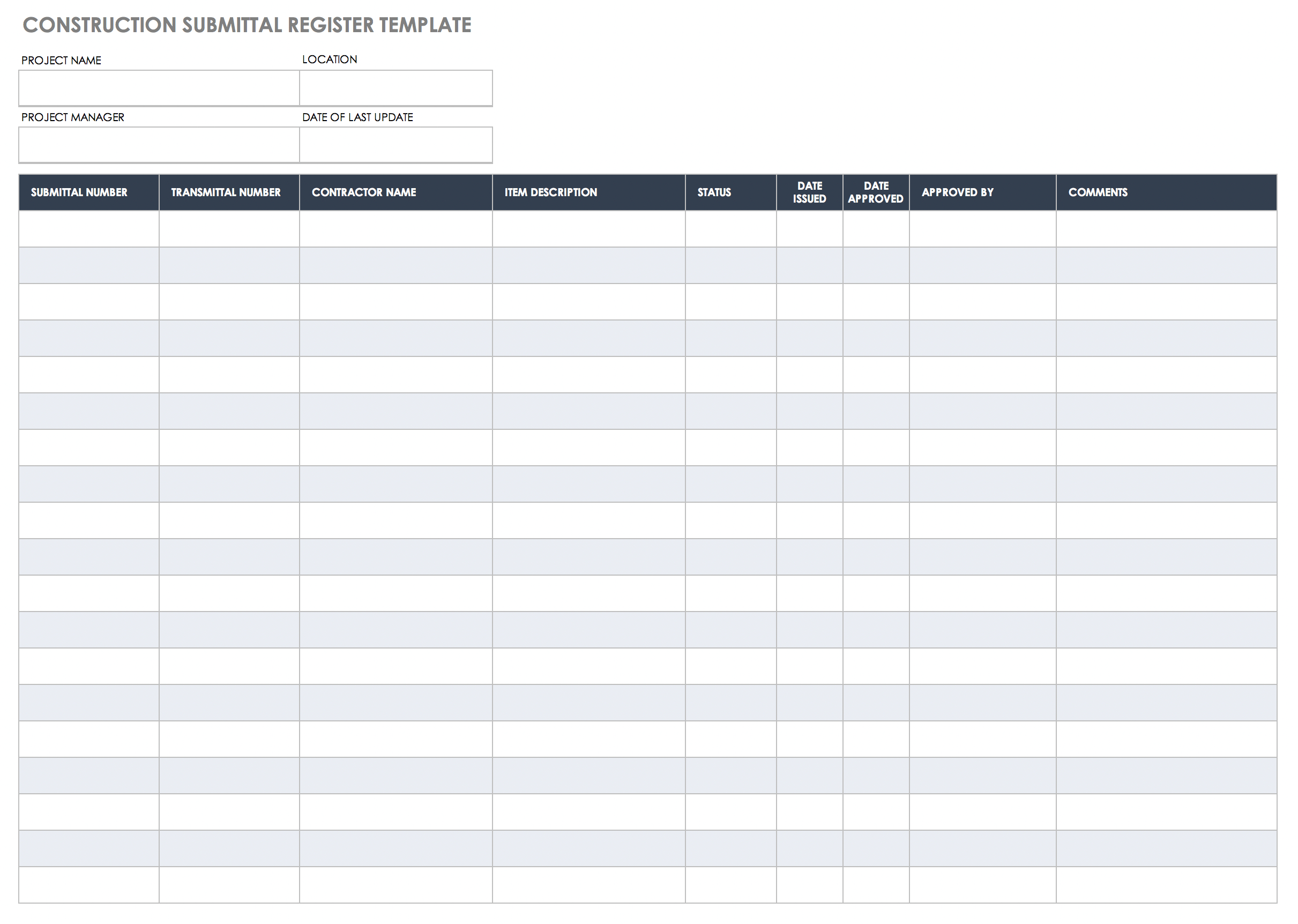 Free Construction Submittal Templates | Smartsheet for Free Submittal Log Template