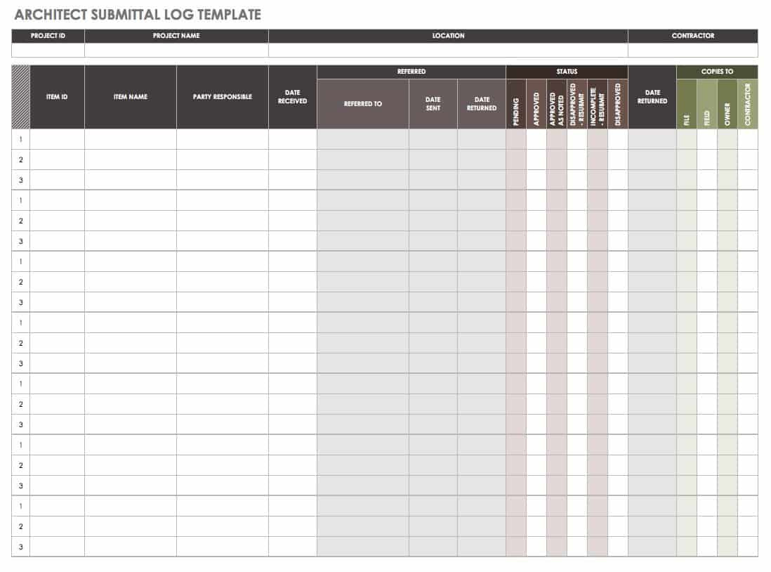 Free Construction Submittal Templates | Smartsheet pertaining to Free Submittal Log Template