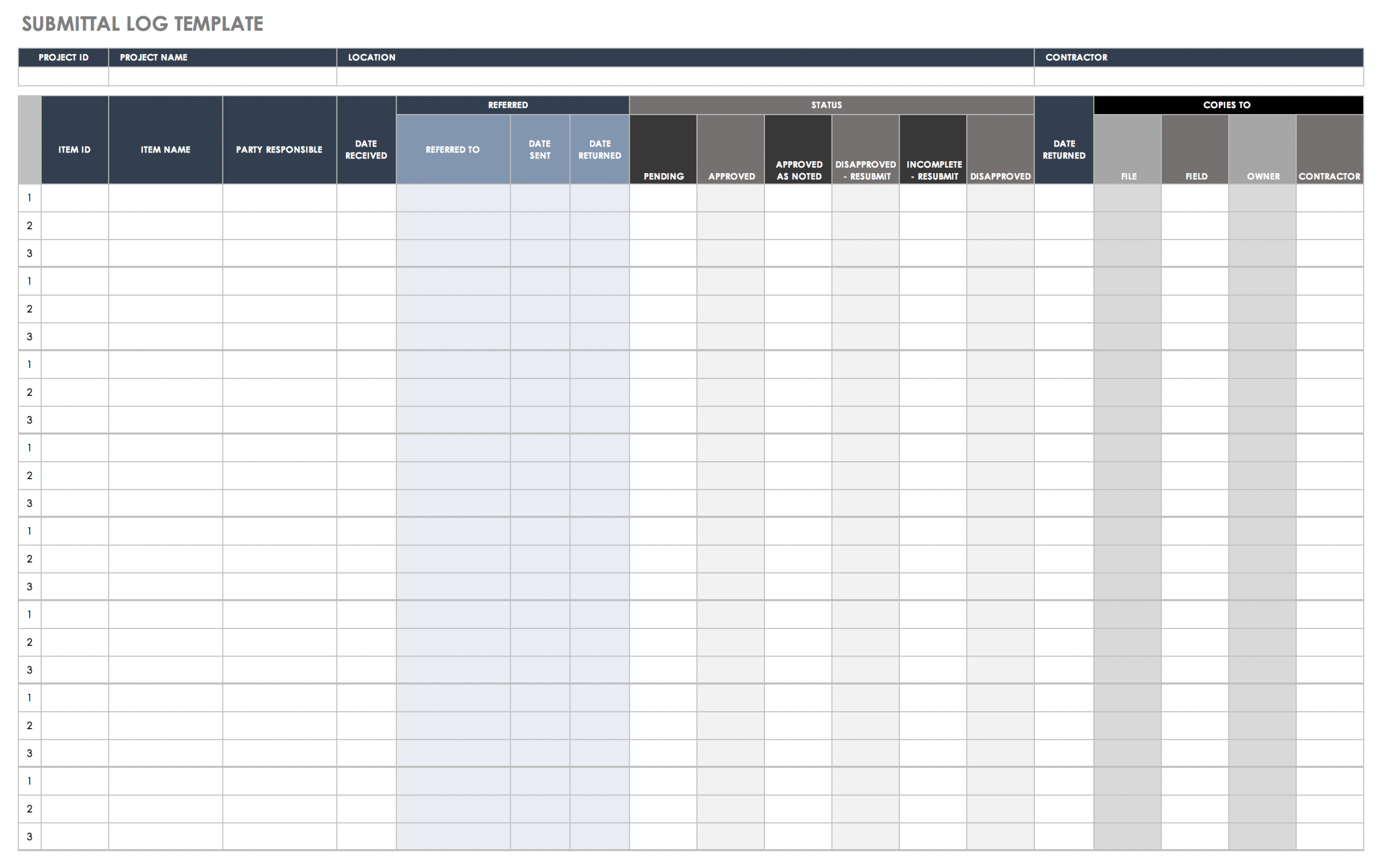 Free Construction Submittal Templates | Smartsheet throughout Free Submittal Log Template