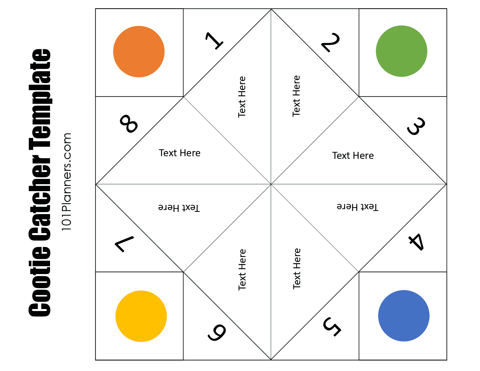 Free Cootie Catcher Template | Printable And Typeable within Paper Fortune Teller Template Editable Free