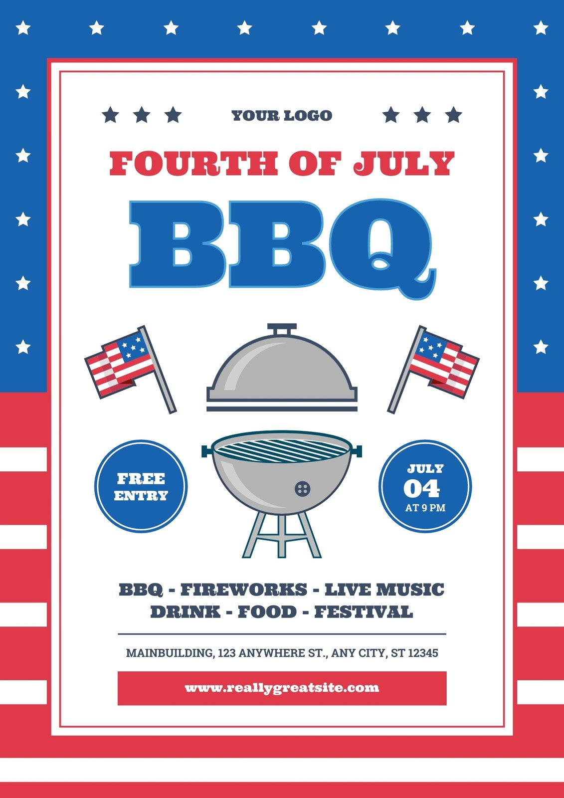 Free Custom Printable 4Th Of July Flyer Templates | Canva in Free Printable 4th of July Flyers