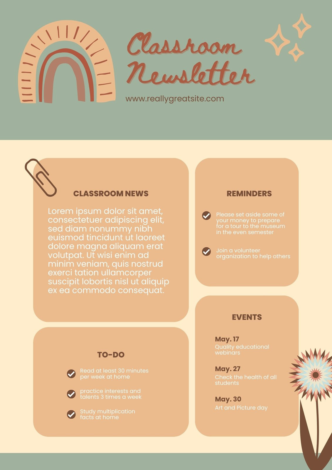 Free, Custom Printable Classroom Newsletter Templates | Canva throughout Free Printable Newsletter Templates For Preschool Teachers