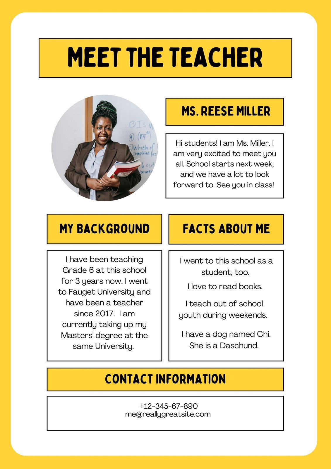 Free Custom Printable Meet The Student/Teacher Templates | Canva inside Teacher Bio Template Free