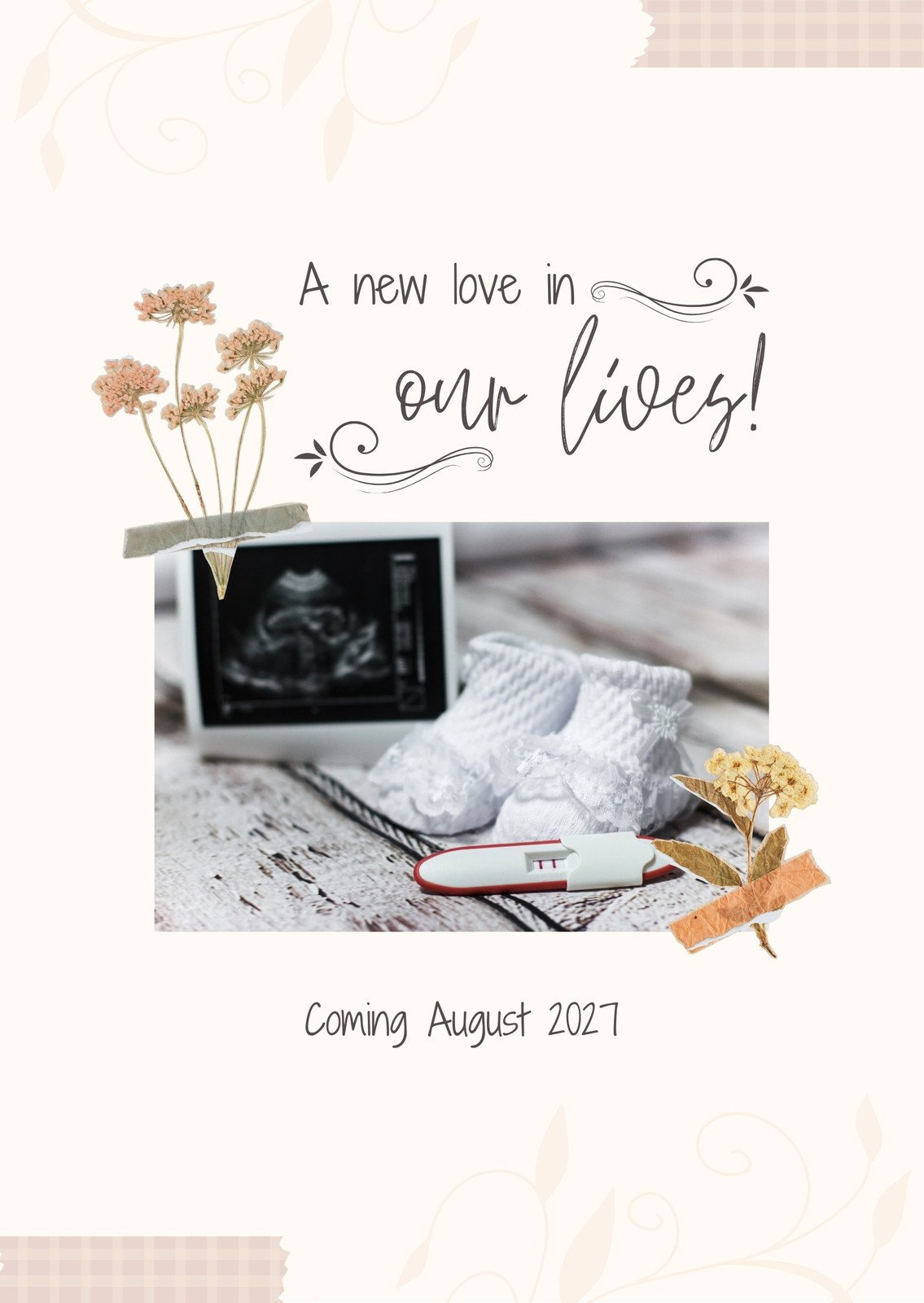 Free, Custom Printable Pregnancy Announcement Templates | Canva inside Pregnancy Announcement Cards Free Template