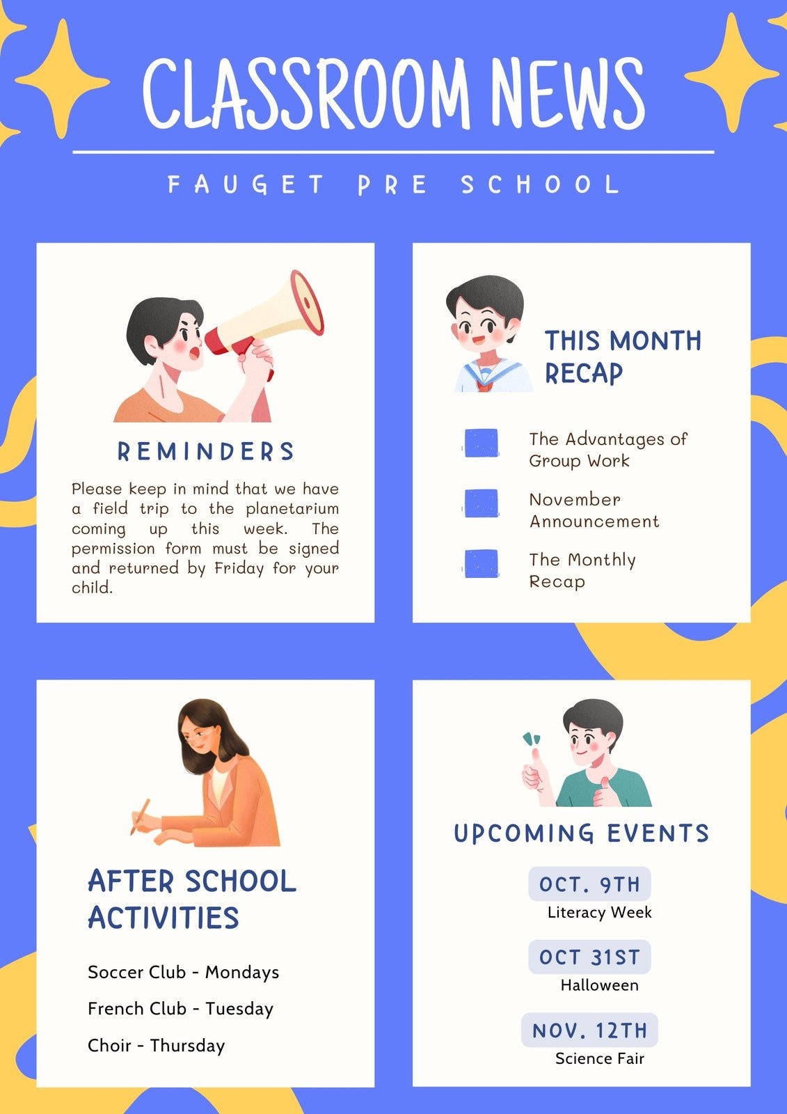 Free, Custom Printable Preschool Newsletter Templates | Canva intended for Daycare Newsletter Templates Free Download