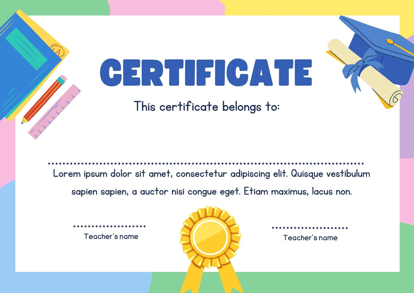 Free Custom Printable School Certificate Templates | Canva with regard to Free Printable Kindergarten Award Certificates