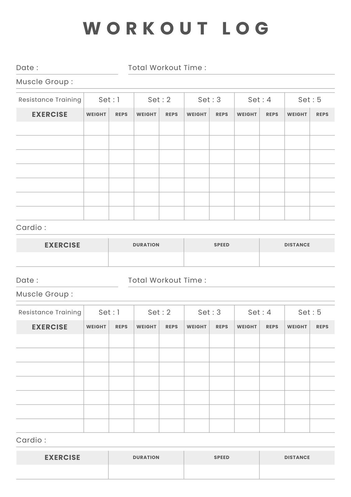 Free, Custom Printable Workout Planner Templates Online | Canva for Strength and Conditioning Template Download Free