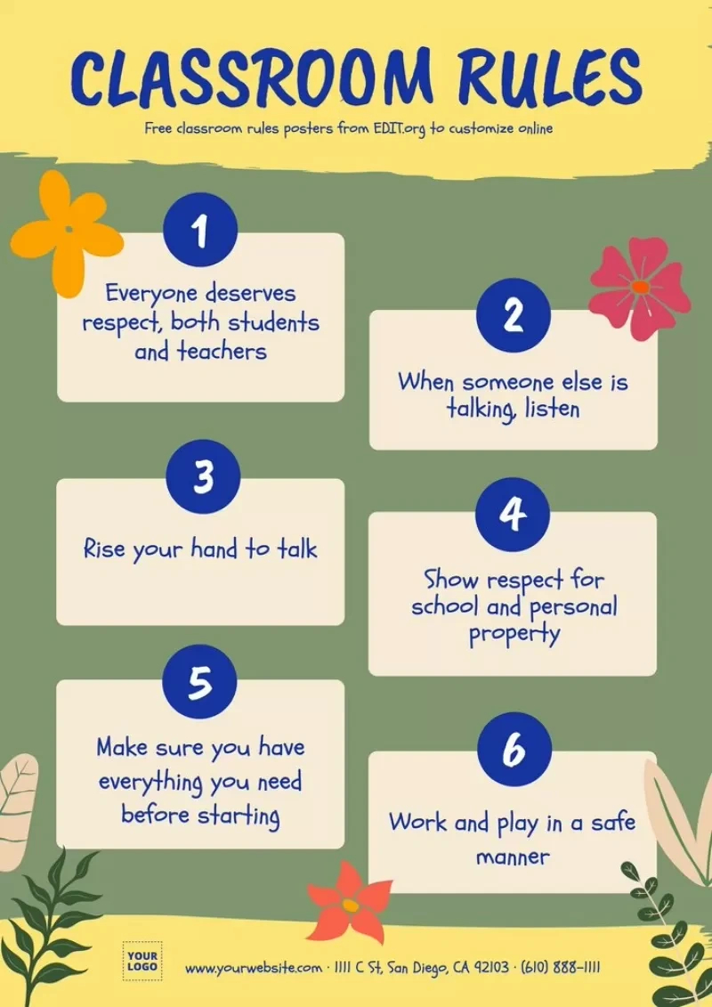 Free Customizable Classroom Rules Poster Templates with Free Printable Classroom Rules With Pictures