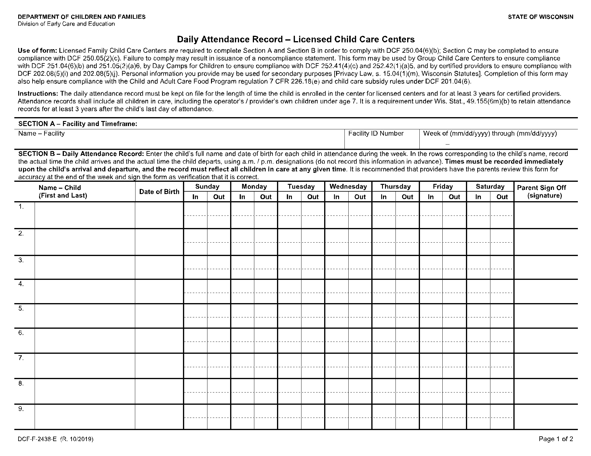 Free Daycare Sign In Sheet Template In 2021 | Cocosign inside Free Printable Sign In And Out Sheets For Daycare