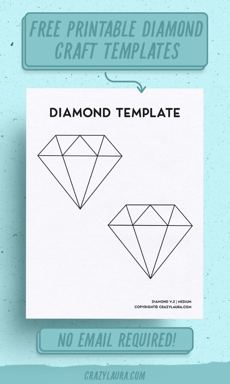 Free Diamond Template &amp;amp; Outline Printable Sheets with Diamond Foldable Stencil Printable