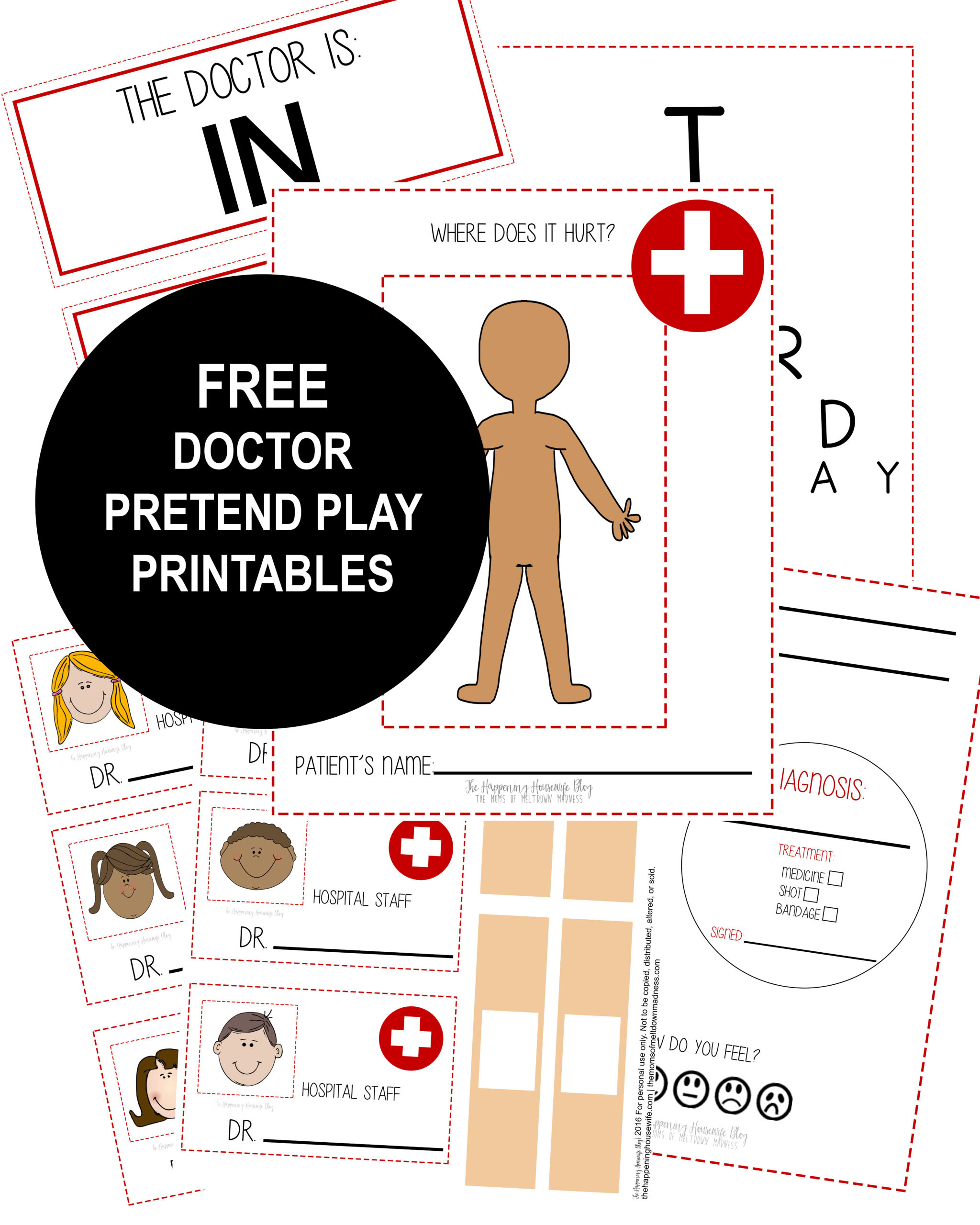 Free Doctor Play Set Printables - Steph Leighworthy in Free Doctor Dramatic Play Printables