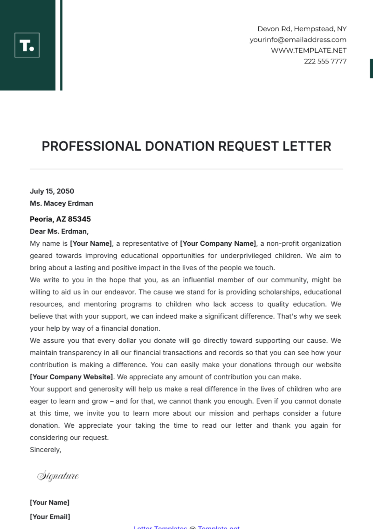 Free Donation Letter For Nonprofit Template To Edit Online in Free Printable Donation Letters