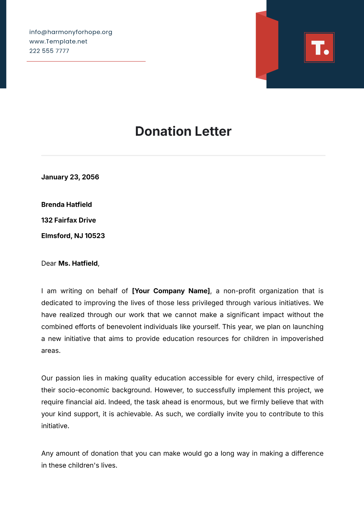 Free Donation Letter Templates, Editable And Printable with Free Printable Donation Letters