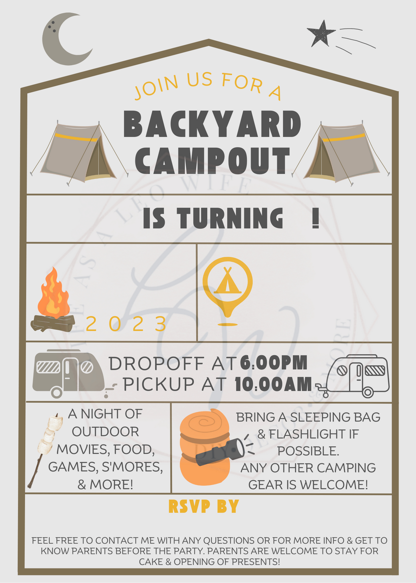 Free E-Vite Or Printable Backyard Campout Birthday Invitation in Free Printable Camping Themed Birthday Invitations