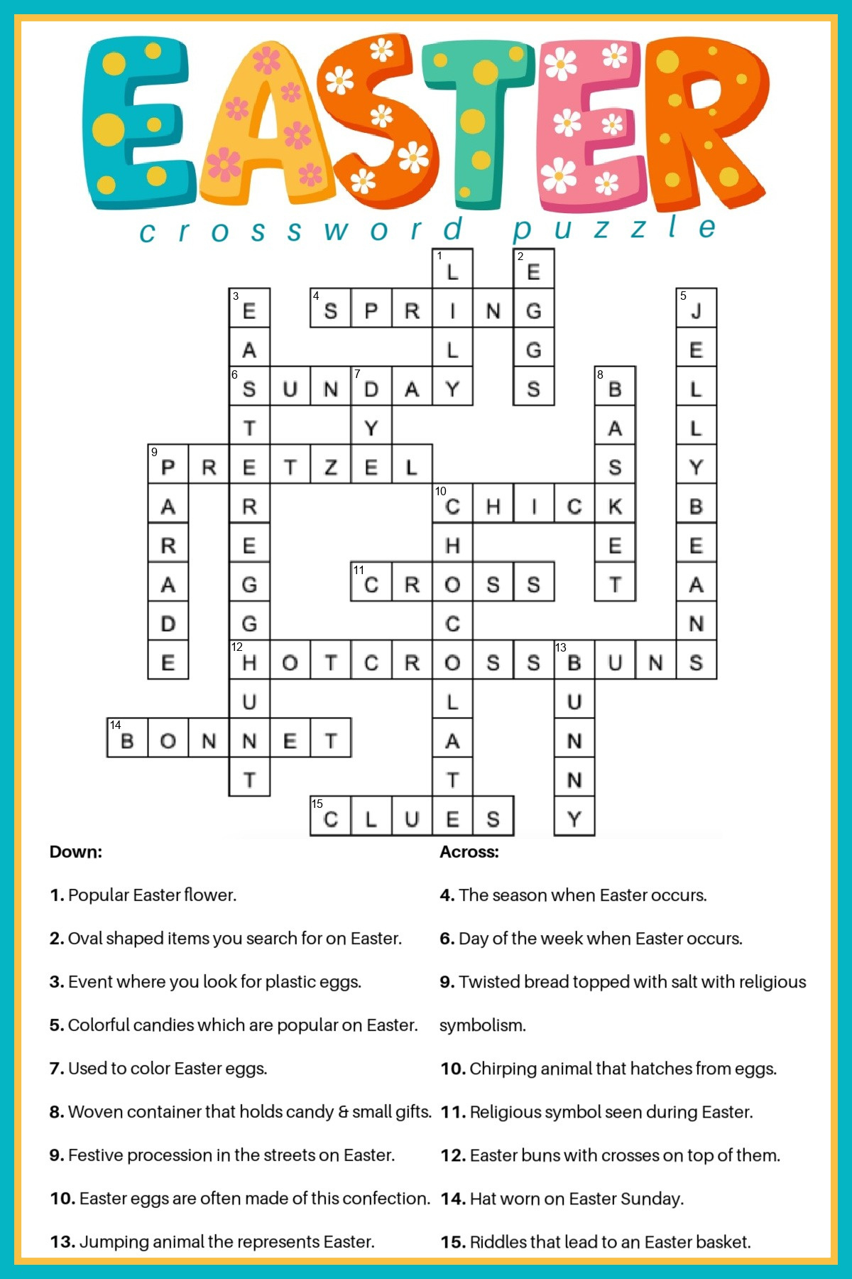 Free Easter Crossword Puzzle Printable - 2 Versions &amp;amp; Answer Key intended for Free Easy Printable Crossword Puzzles For Adults With Answers
