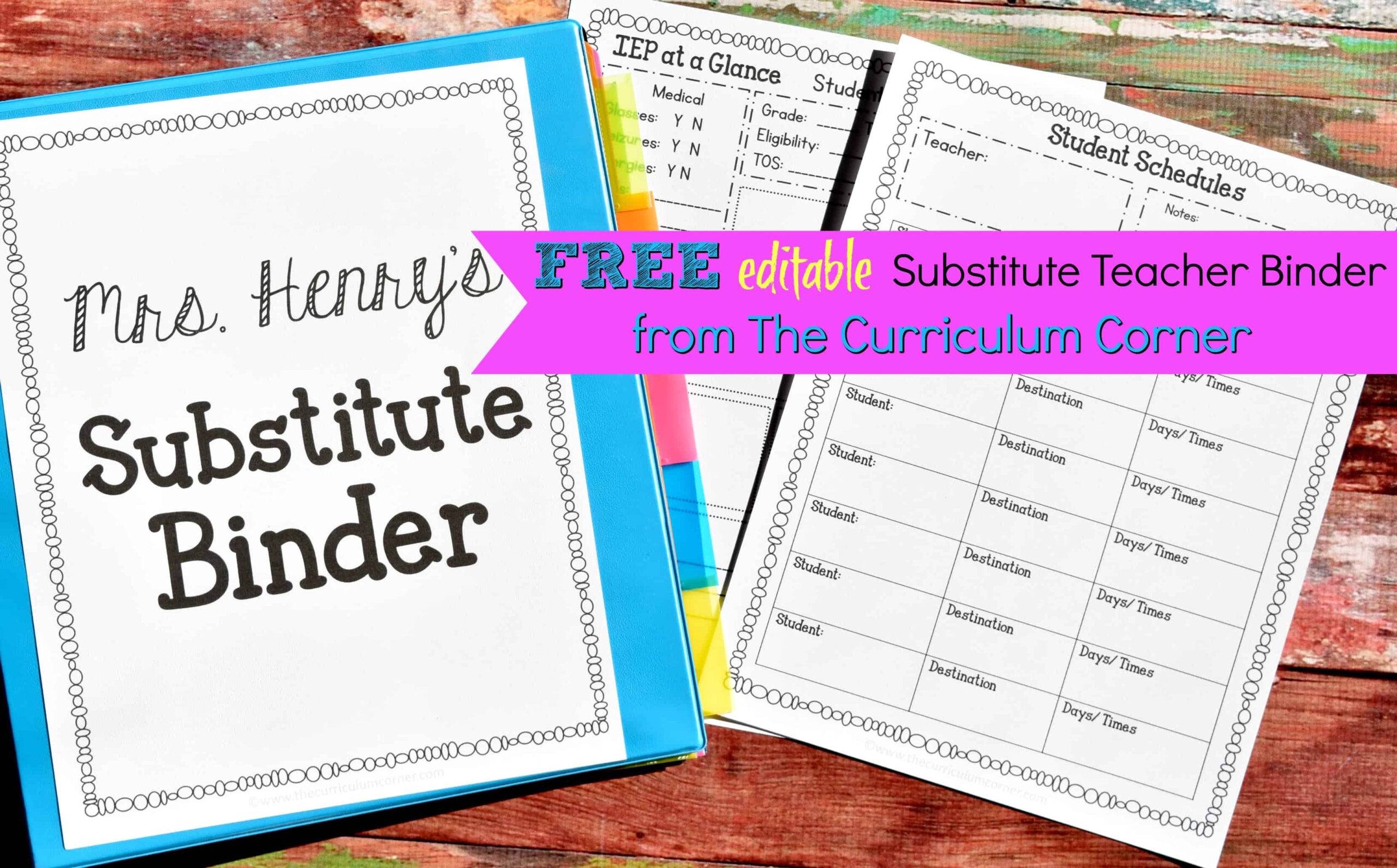 Free Editable Substitute Teacher Planning Binder From The inside Sub Folder Template Free