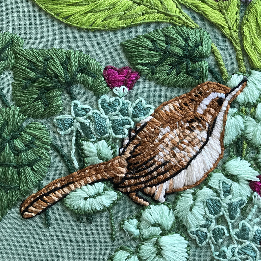 Free Embroidery Pattern: Wren With Hostas – Cry The Bird regarding Free Printable Crewel Patterns
