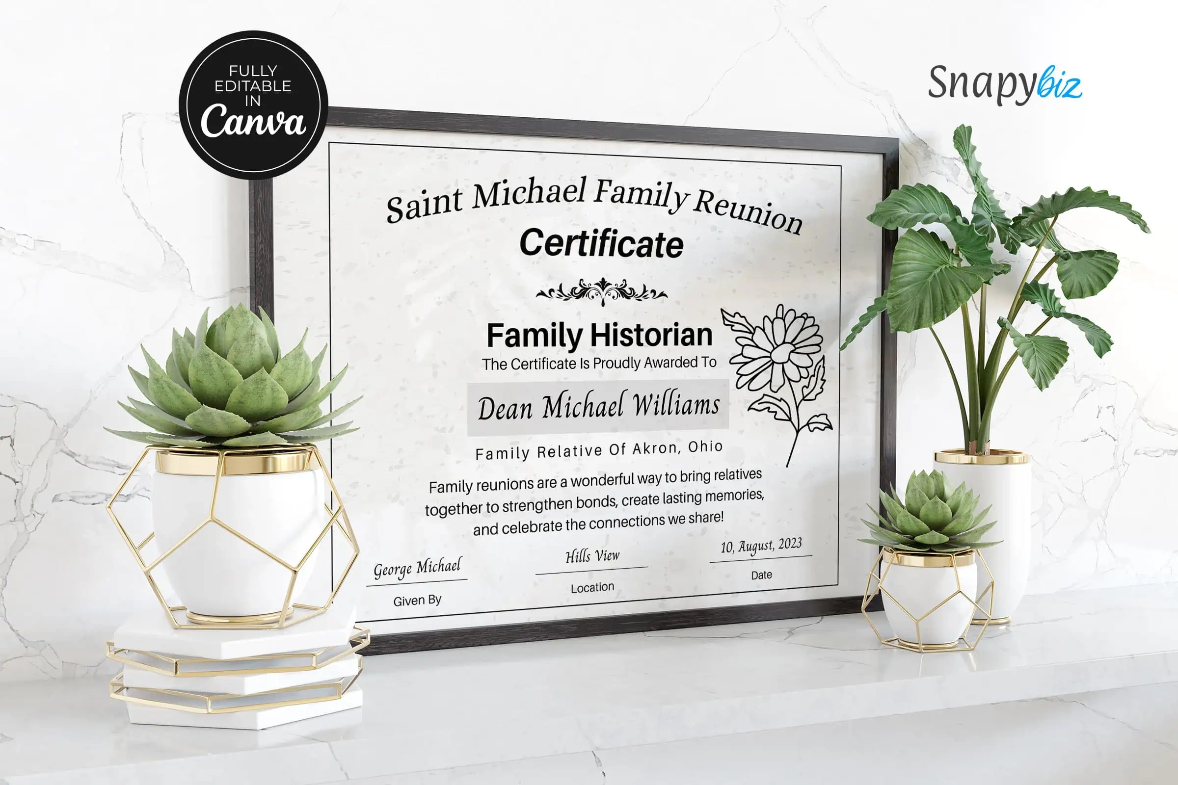 Free Family Reunion Awards Canva Certificate | Snapybiz inside Free Family Reunion Award Certificate Printables