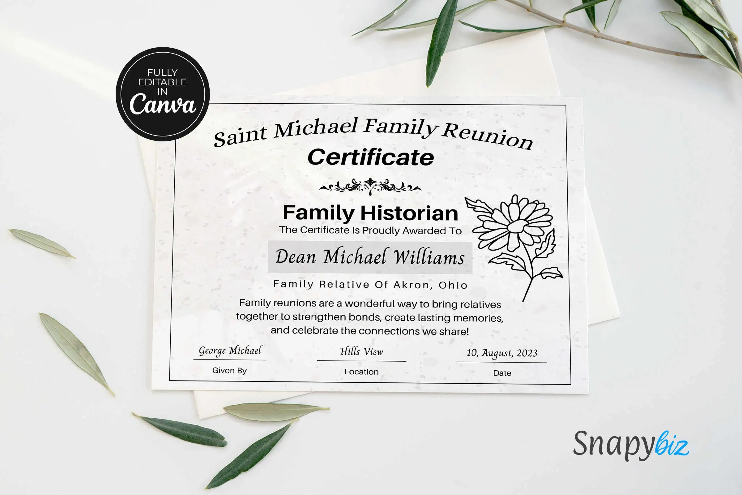 Free Family Reunion Awards Canva Certificate | Snapybiz with Free Family Reunion Award Certificate Printables
